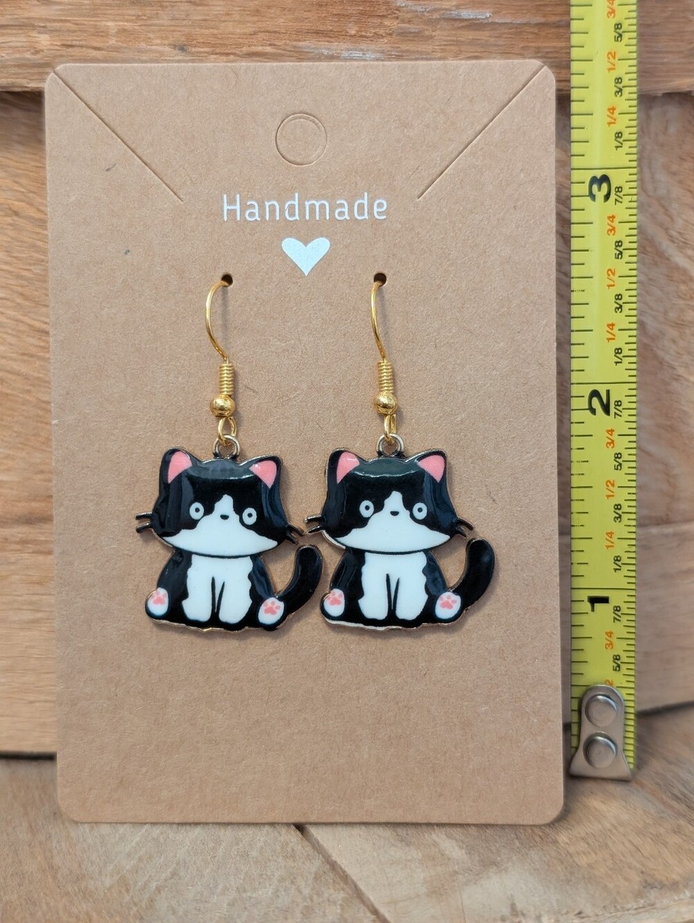 Cat Enamel Metal Earrings NEW